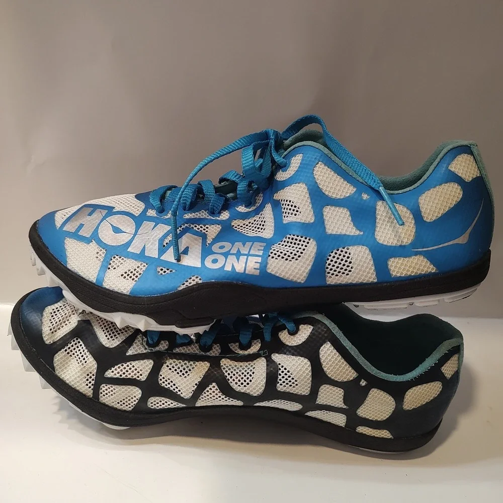 HOKA One One W Rocket LD Track Field Spikes Shoes Blue Black White Women Sz 7